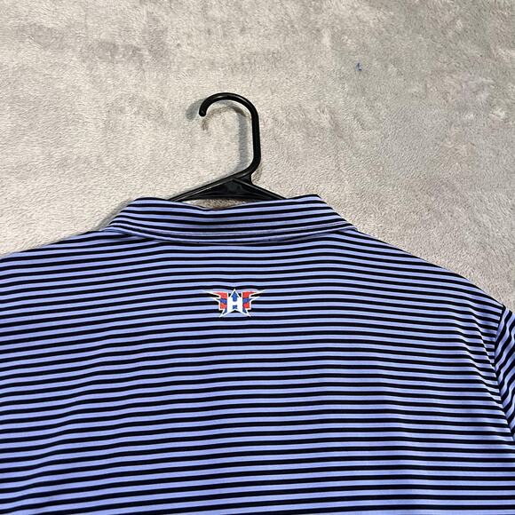 RLX Ralph Lauren Polo Shirt Mens Large Blue Striped Golf Performance Patriot Cup - Picture 8 of 9